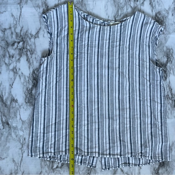 Max Studio | blue white striped cotton linen blend sleeveless top Size large - Picture 7 of 8